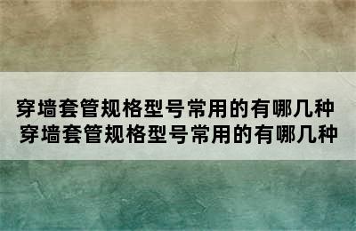 穿墙套管规格型号常用的有哪几种 穿墙套管规格型号常用的有哪几种